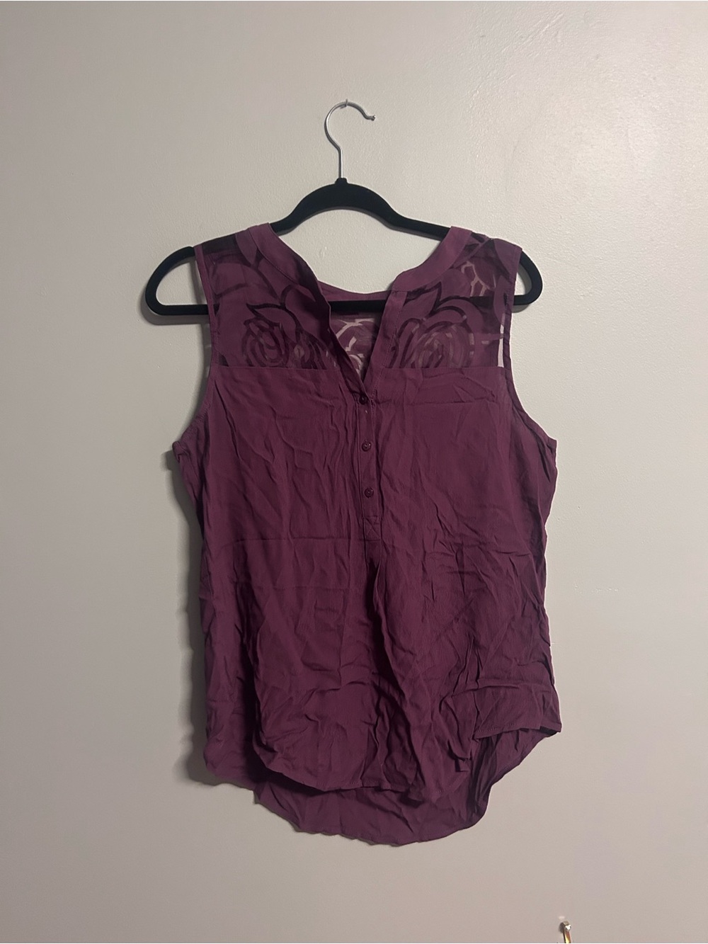 41 Hawthorn Sleeveless Lace Yoke Tank - Plum